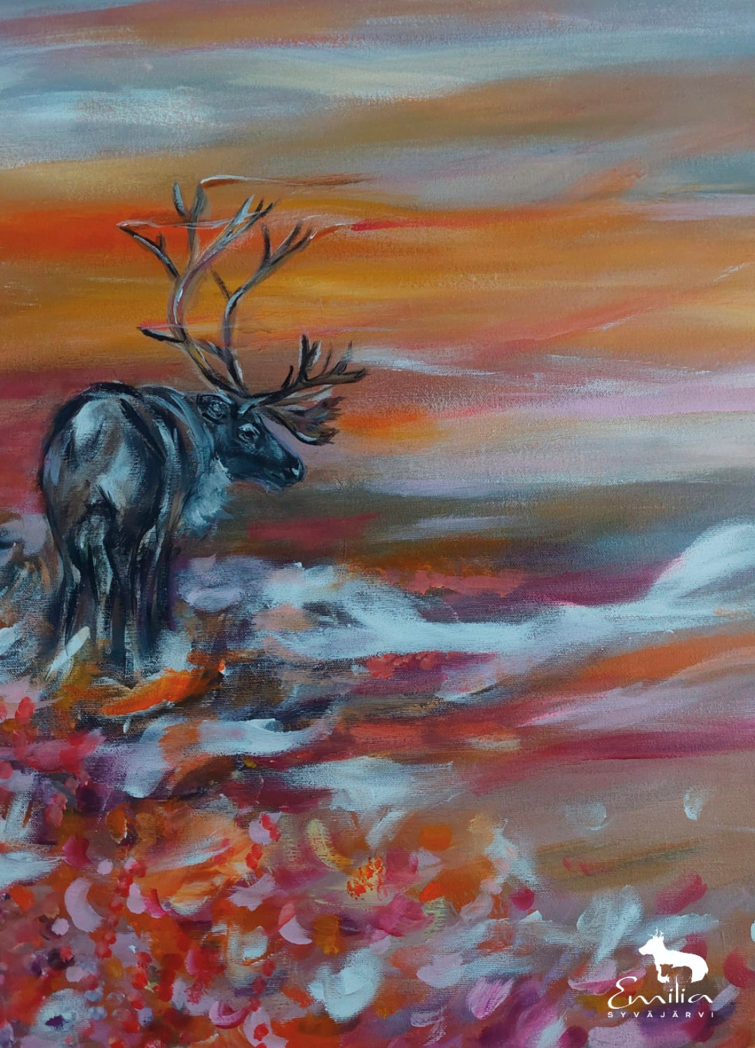 "Syksyn hirvas" Taidejuliste 50x70 cm