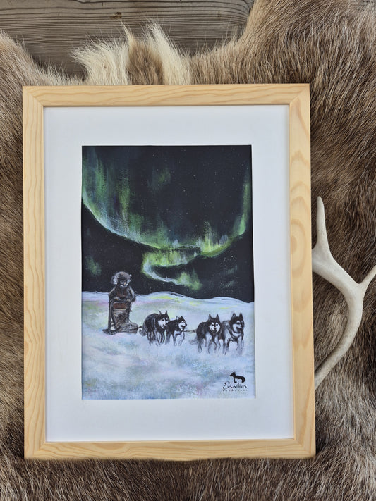 "Alla revontulten 1. versio" Taidejuliste A4