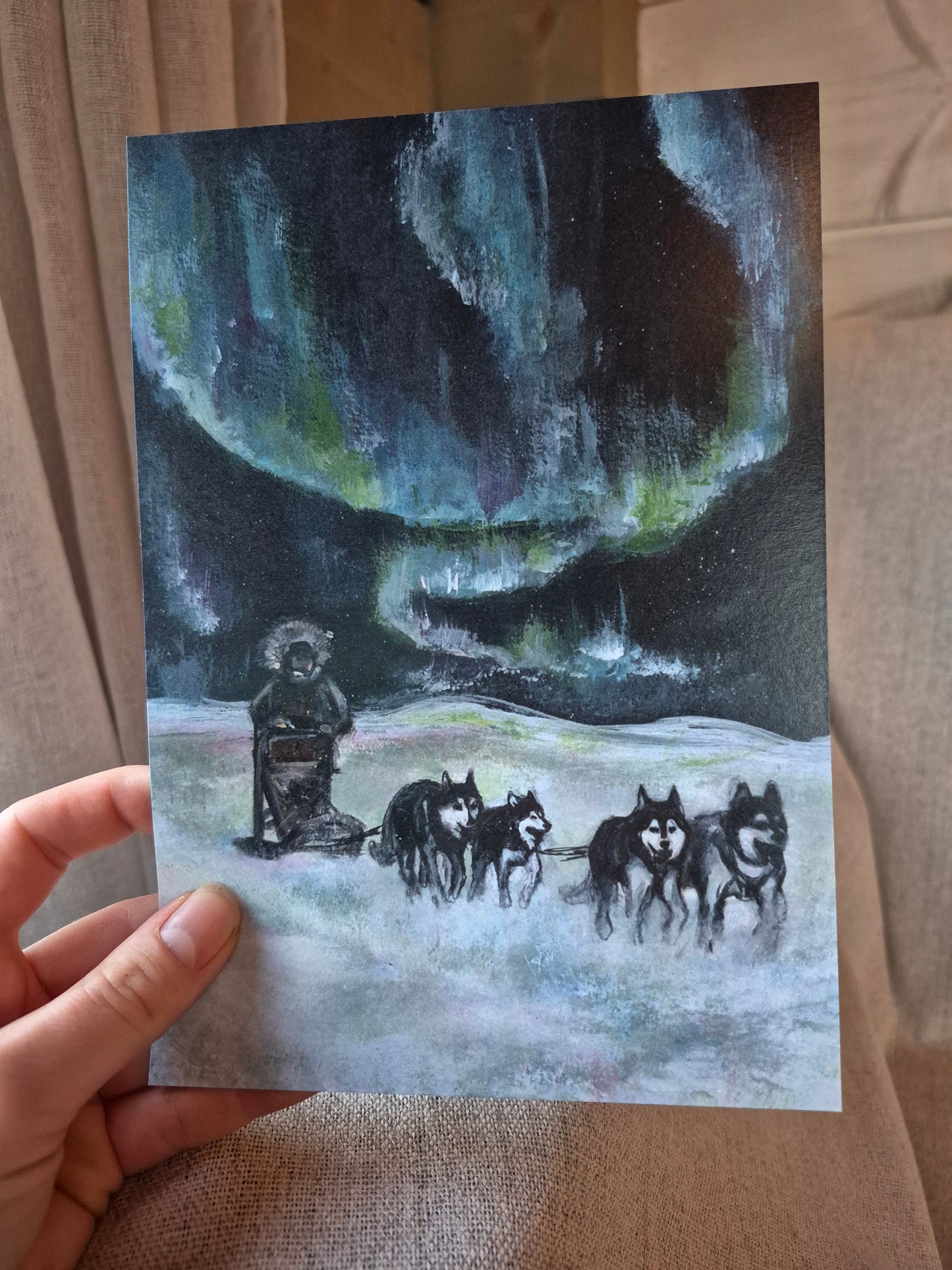 "Alla revontulten" Taidekortti A5